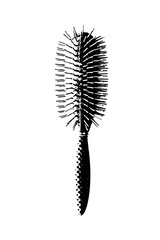Vector Detailed of a cylindrical hairbrush with bristles.