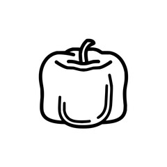 Bell pepper outline vector icon illustration, fresh vegetable, healthy food, cooking ingredient, simple drawing