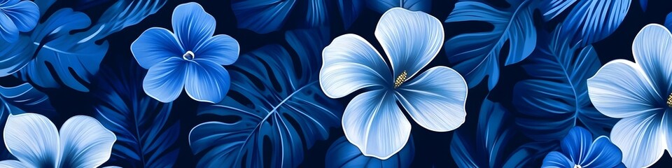 Vertical banner design with elegant blue and red flowers on a light background, decorative floral composition perfect for invitations, posters, and digital design projects