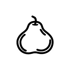 Pear fruit outline vector drawing for food icon, healthy eating, and simple pear clip art design element