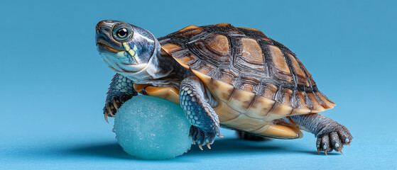 Turtle with Blue Sphere — Ocean Conservation Earth Day Banner