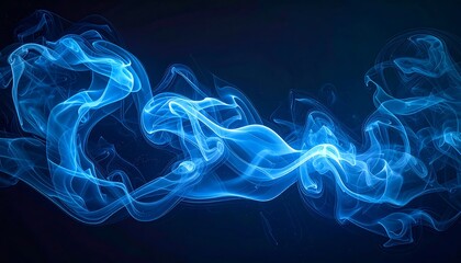 Abstract swirling blue smoke on black