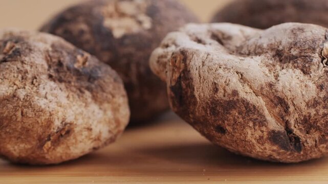 Black and White chunos potatoes from Peru, chuno food from potato, bolivian peruvian traditional dish. 