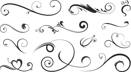 Elegant decorative swirls and flourishes for design accents