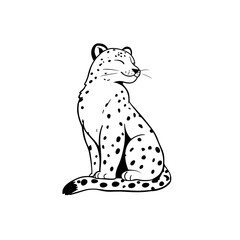 Snow Leopard. Snow Leopard simple black and white line art vector logo