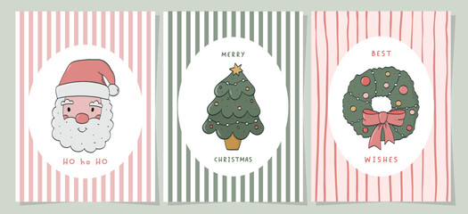 Christmas greeting cards, posters, prints, invitations design decorated with doodles and lettering quotes, etc. EPS 10