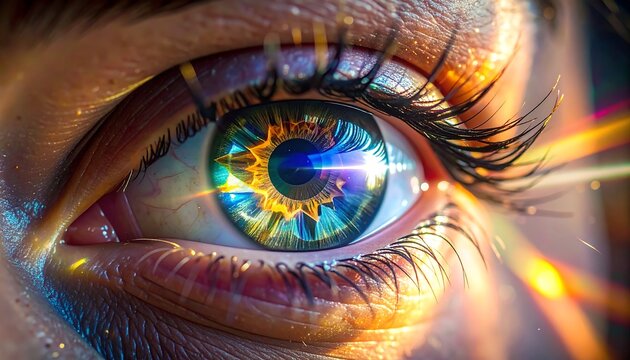 Close-up eye with vibrant colors