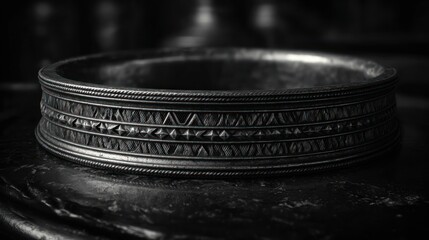 Ornate silver bracelet detail