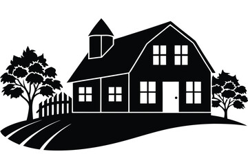 farmhouse silhouette vector art design