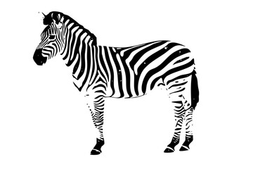 Fototapeta premium Vector Striking zebra features bold black and white stripes.