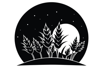 harvest moon silhouette vector art design