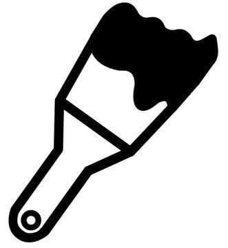 Minimalist Outline Paintbrush with Black Paint Stroke Tool Art Icon