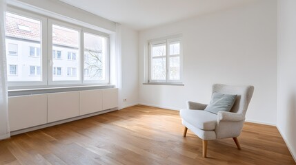 Bright Modern Living Room with Minimalist Design – Wooden Floor