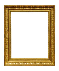 Artistic gold vintage picture frame with transparent background.	