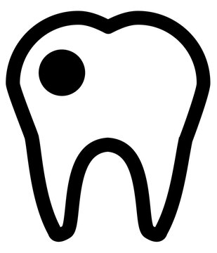 Minimalist Outline Dental Caries Tooth Problem Icon Illustration