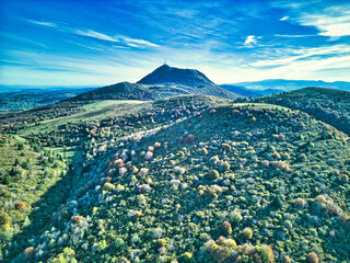 Volcanic landscape in Parc naturel régional des Volcans d'Auvergne (France)