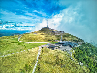Puy de Dôme and volcanic landscape in Parc naturel régional des Volcans d'Auvergne (France)