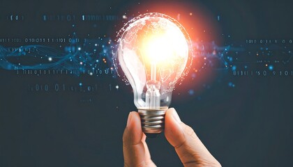 Illuminating global innovation concept with digital technology connection