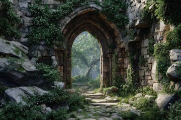 Obraz premium Weathered Stone Archway Amid Ancient Ruins