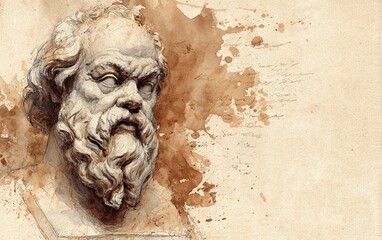 Vintage Watercolor Pencil Art & Classical Illustrations &ndash; Wall Art Wallpapers &ndash; Ancient Greek Roman Portraits of Stoics & Philosophers: Plato, Aristotle, Socrates, Marcus Aurelius, Seneca 