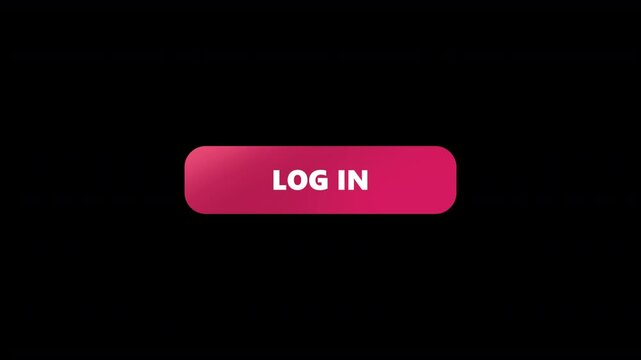 LOG IN Button. Button. Simple, clean animation perfect for websites or apps UI,UX,GUI. animation on black background 4k video