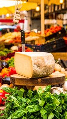 Fresh cheese at a market stall