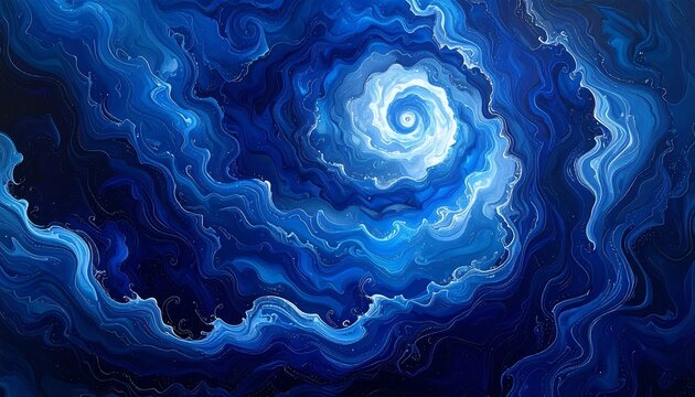 Abstract swirling deep blue patterns