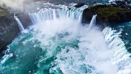 Fototapeta premium Powerful waterfall cascading into a vibrant pool