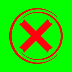  cross sign on green screen 