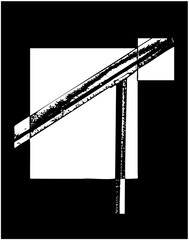 Vector Geometric squares and lines create an abstract letterform.