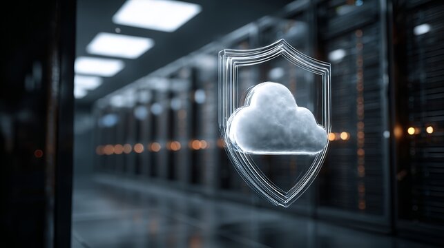 Secure cloud data storage solutions with modern server room infrastructure for ultimate privacy and cybersecurity protection in business