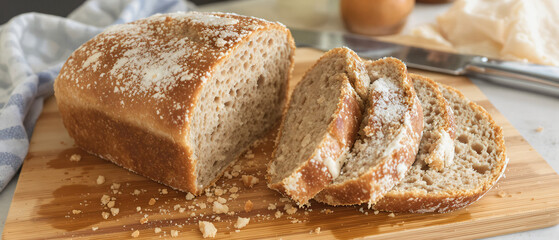 Sliced Whole Wheat Bread on Cutting Board