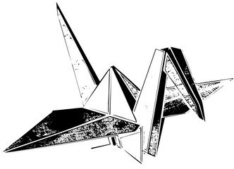 Fototapeta premium Vector Geometric origami crane with sharp angles.
