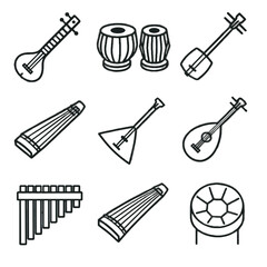 Guzheng icon instrument pan vector flute shamisen grid balalaika tabla oud sitar