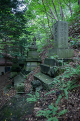 Ancient stone shrine in Maruyama mountain Sapporo Japan 