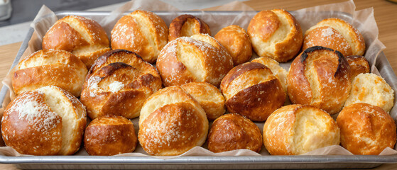 Variety of Bread Rolls Arranged on Tray