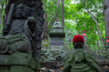 Ancient stone shrine in Maruyama mountain Sapporo Japan 