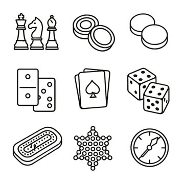 Cribbage dice checkers classic pieces board game backgammon marbles deck vector playing