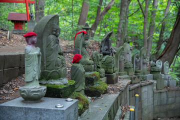 Ancient stone shrine in Maruyama mountain Sapporo Japan 