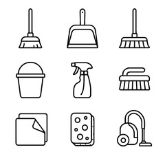 Sponge vector icon bottle mop home vacuum scrub brush tools cleaning dustpan