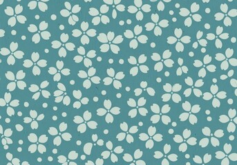 Teal stylized floral pattern with rustic texture
