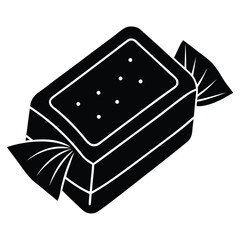 Black Silhouette of Wrapped Candy with Dots on White Background sweet confectionery