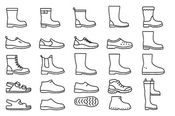 Sandals waterproof icons clogs waders rubber rain shoes vector icon boots footwear