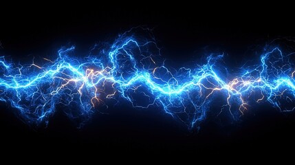 Blue Electric Lightning Streaks on Black Background for Digital Design