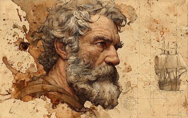 Vintage Watercolor Pencil Art & Classical Illustrations &ndash; Wall Art Wallpapers &ndash; Ancient Greek Roman Portraits of Stoics & Philosophers: Plato, Aristotle, Socrates, Marcus Aurelius, Seneca 