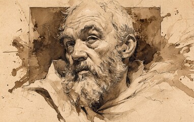 Vintage Watercolor Pencil Art & Classical Illustrations &ndash; Wall Art Wallpapers &ndash; Ancient Greek Roman Portraits of Stoics & Philosophers: Plato, Aristotle, Socrates, Marcus Aurelius, Seneca 