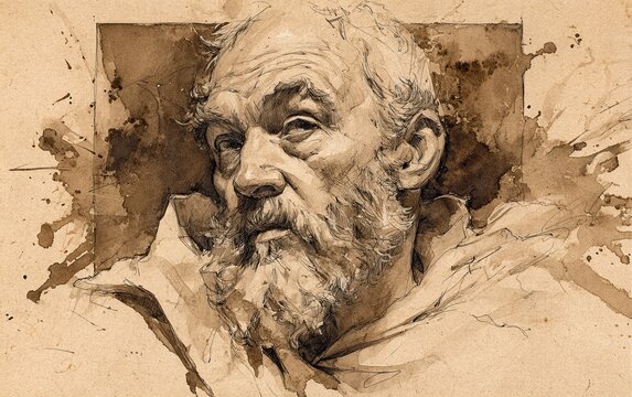 Vintage Watercolor Pencil Art & Classical Illustrations &ndash; Wall Art Wallpapers &ndash; Ancient Greek Roman Portraits of Stoics & Philosophers: Plato, Aristotle, Socrates, Marcus Aurelius, Seneca 