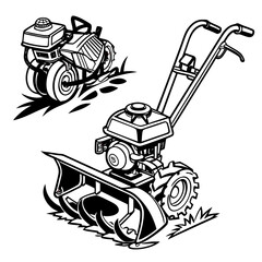 creative details  Power tiller Vector Illustration