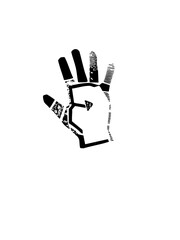 Obraz premium Vector Handprint Silhouette with Bullet