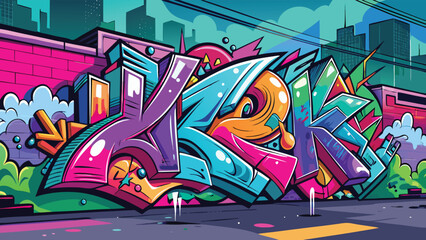 Obraz premium Graffiti Urban Street Art. Colorful Cartoon Vector Illustration.